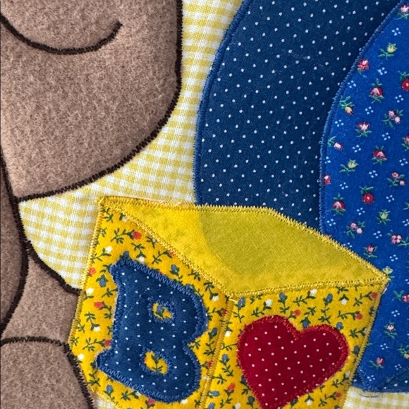 Vintage Style Patchwork Embroidered Hoops Primary Colors Horse Bear Decor - Picture 9 of 10